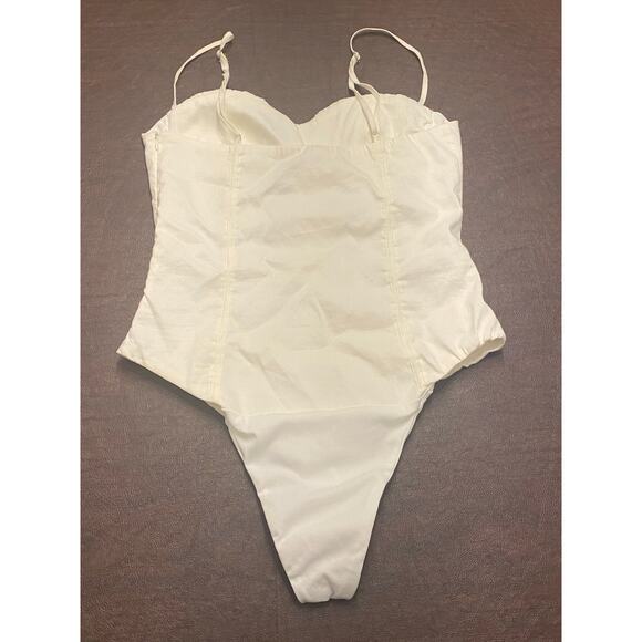 Zara Cream Corset Bodysuit Roused Bust Adjustable Strap Size Small Coquette Sexy - Picture 3 of 7